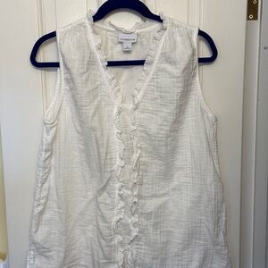 Liz Claiborne white gauzy tank.